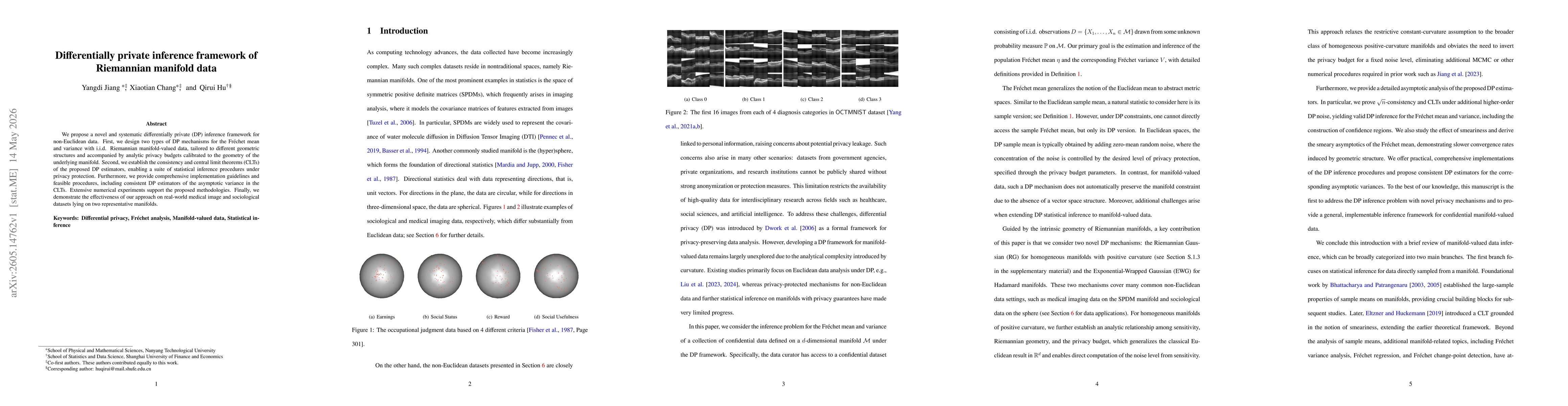 Thumbnail for Differentially private inference framework of Riemannian manifold data