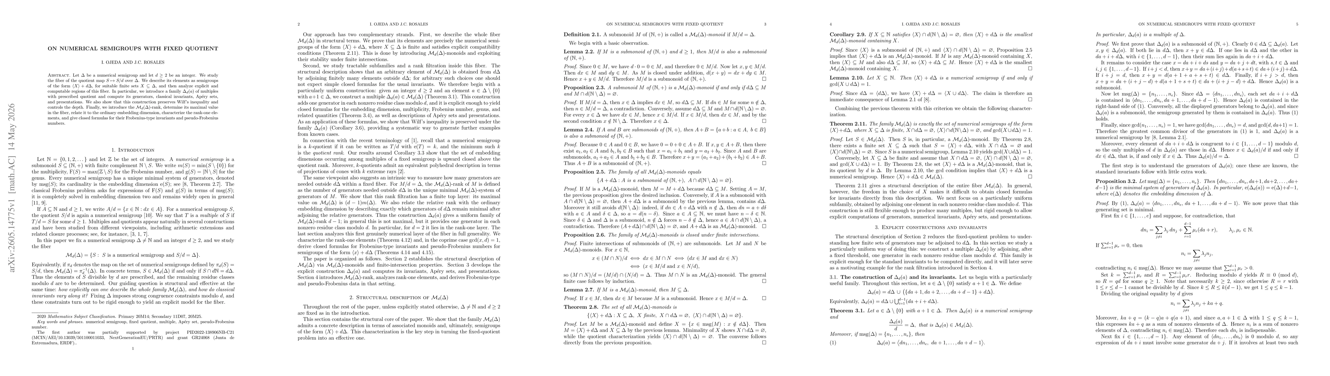 Thumbnail for On Numerical Semigroups with Fixed Quotient