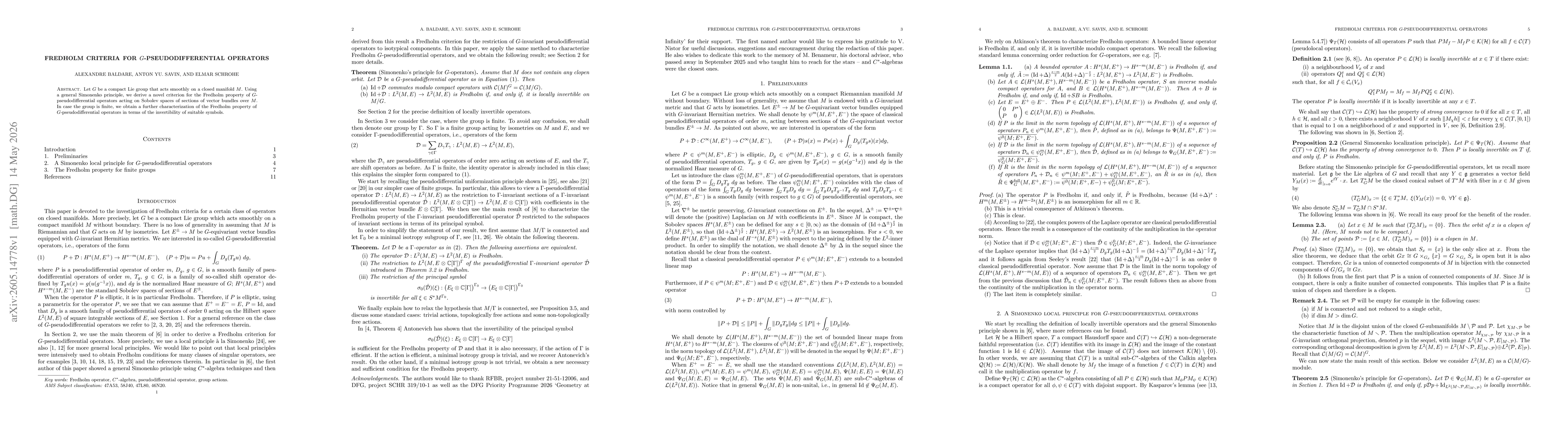 Thumbnail for Fredholm Criteria for $G$-pseudodifferential Operators