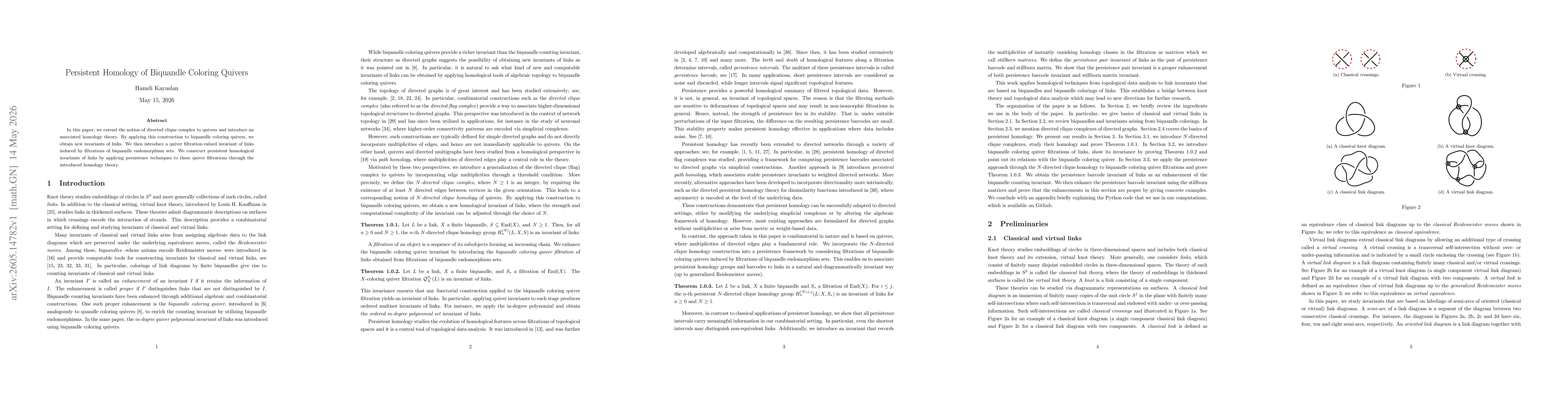 Thumbnail for Persistent Homology of Biquandle Coloring Quivers