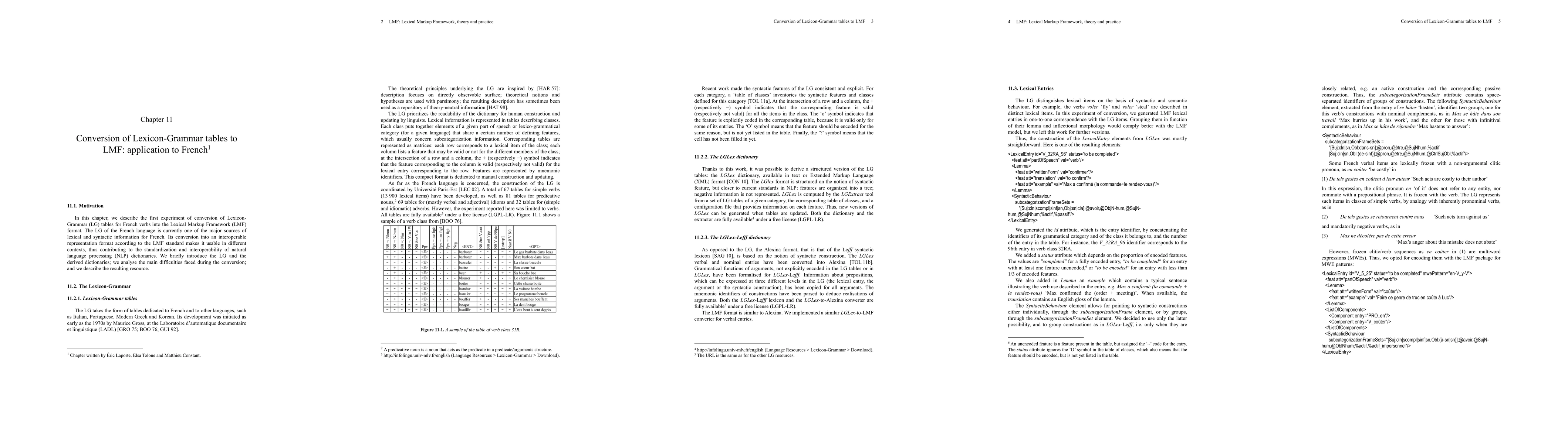Thumbnail for Conversion of Lexicon-Grammar tables to LMF. Application to French