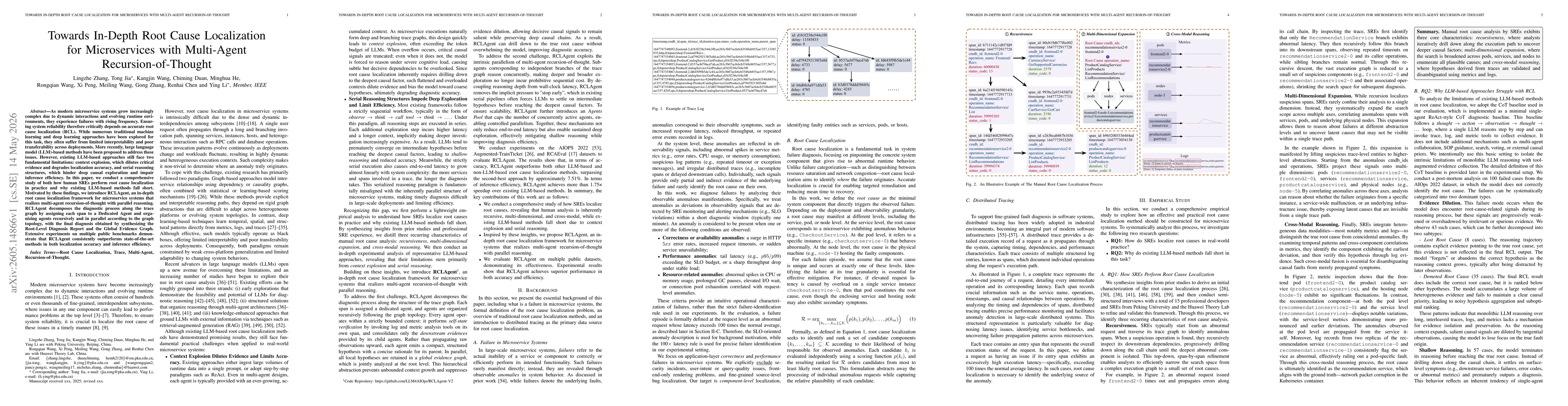 Thumbnail for Towards In-Depth Root Cause Localization for Microservices with Multi-Agent Recursion-of-Thought