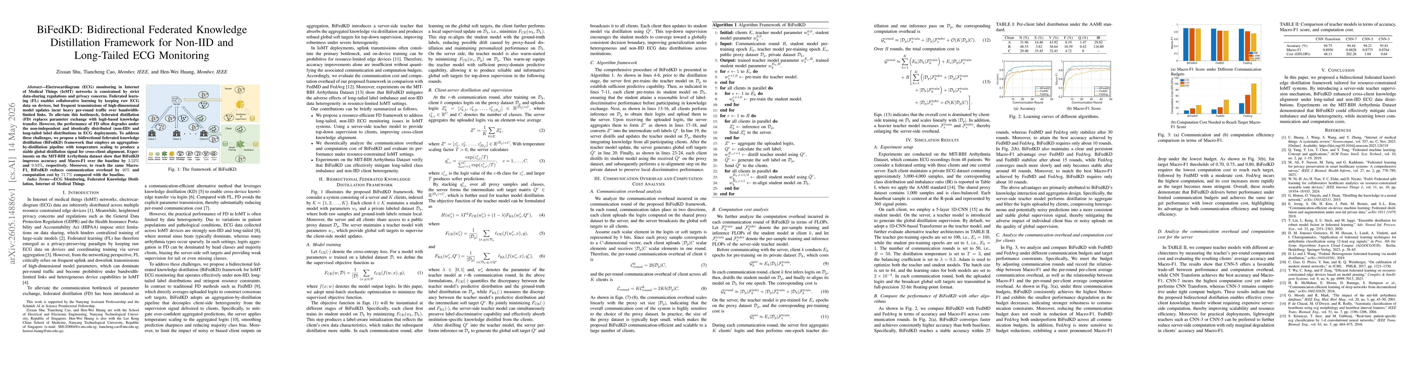Thumbnail for BiFedKD: Bidirectional Federated Knowledge Distillation Framework for Non-IID and Long-Tailed ECG Monitoring