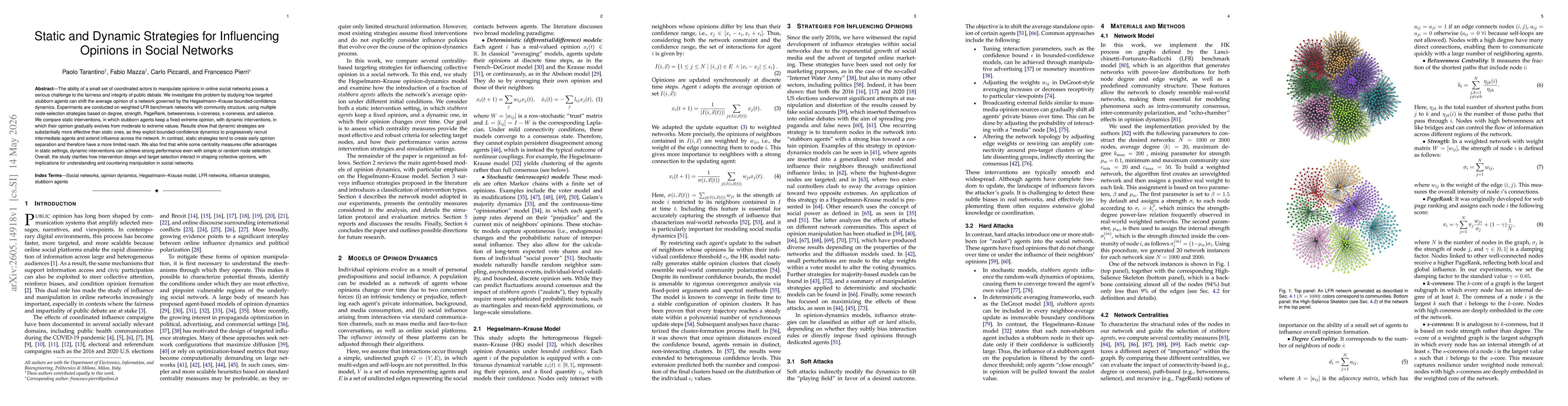 Thumbnail for Static and Dynamic Strategies for Influencing Opinions in Social Networks