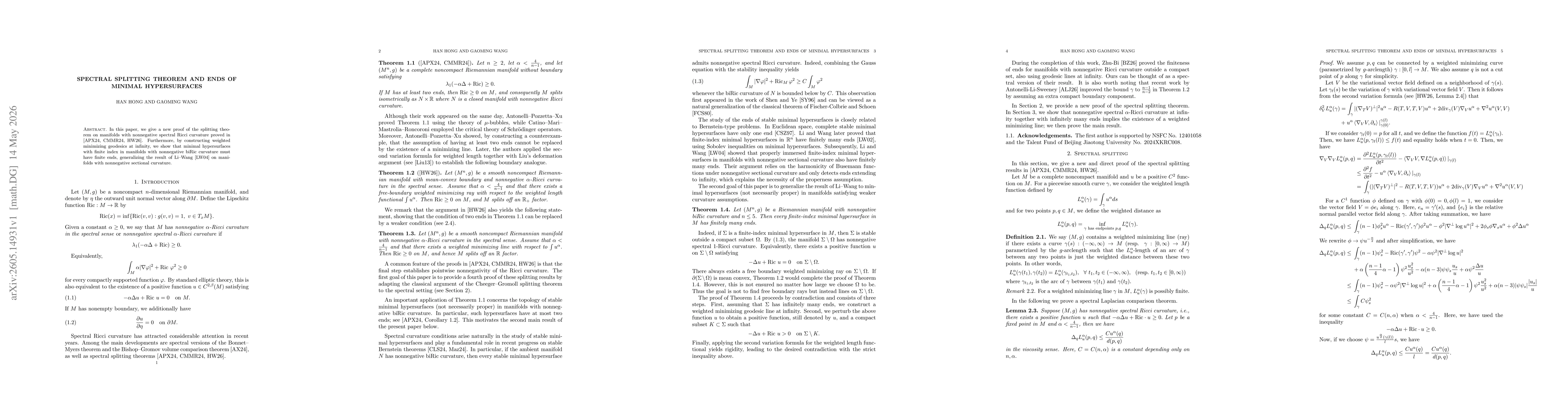 Thumbnail for Spectral splitting theorem and ends of minimal hypersurfaces