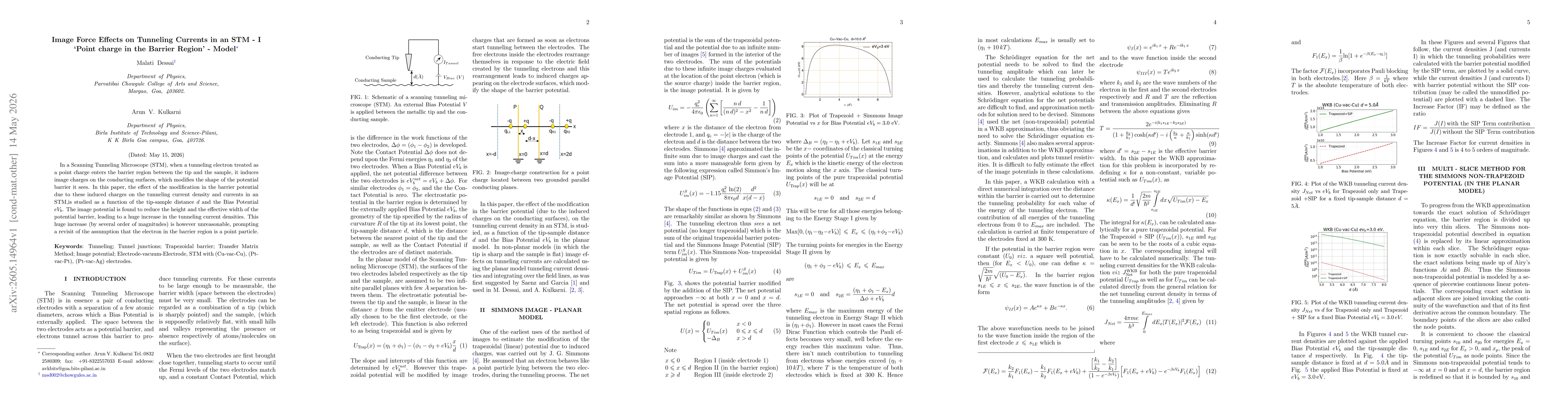 Thumbnail for Image Force Effects on Tunneling Currents in an STM -- I `Point charge in the Barrier Region' - Model
