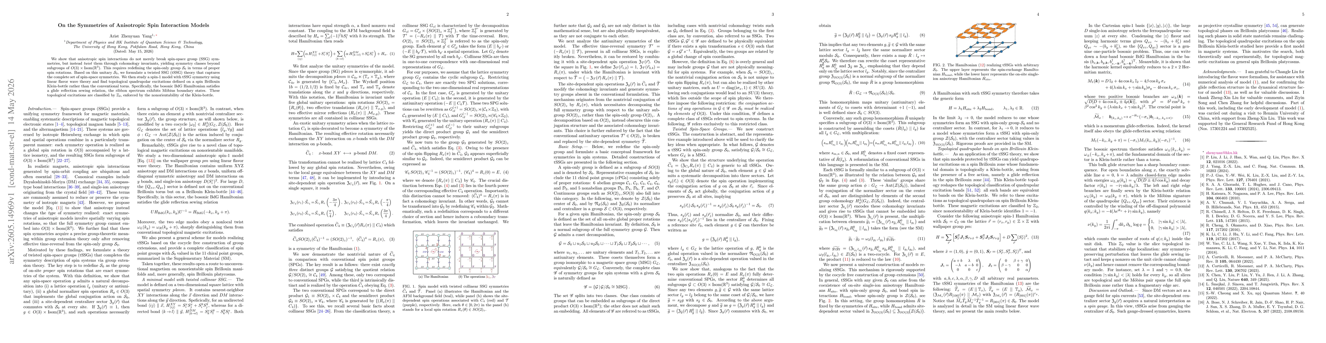 Thumbnail for On the Symmetries of Anisotropic Spin Interaction Models