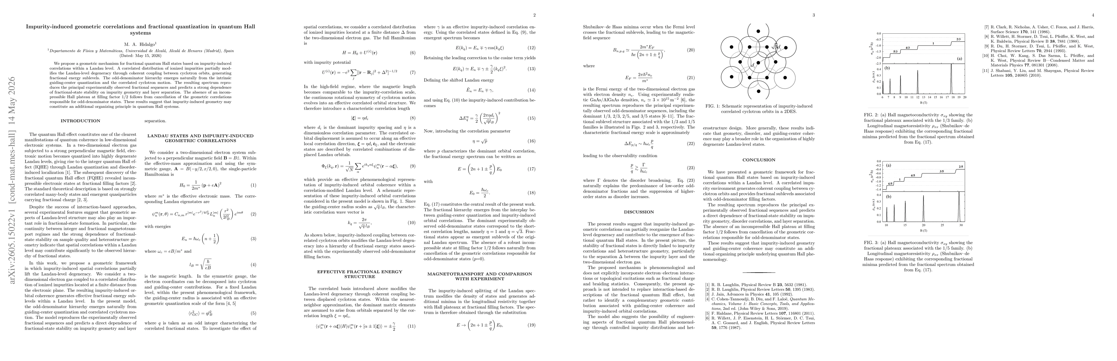 Thumbnail for Impurity-induced geometric correlations and fractional quantization in quantum Hall systems