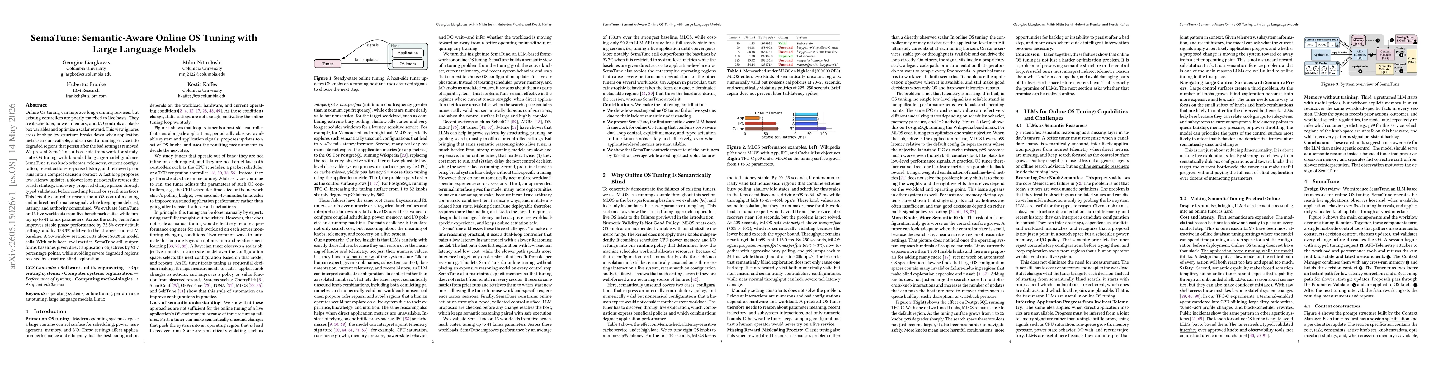 Thumbnail for SemaTune: Semantic-Aware Online OS Tuning with Large Language Models