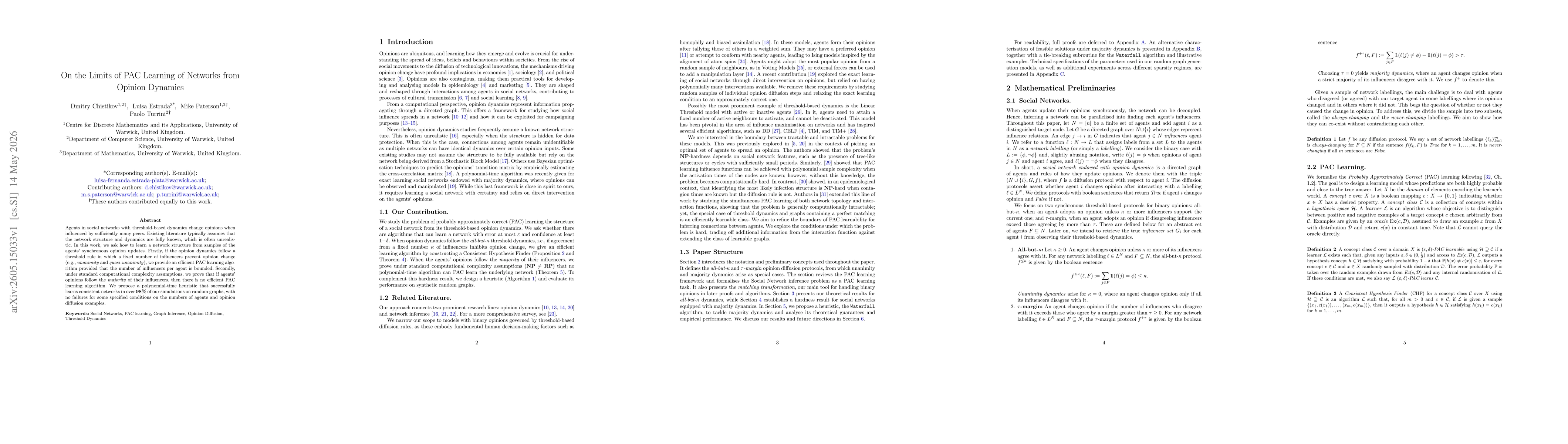 Thumbnail for On the Limits of PAC Learning of Networks from Opinion Dynamics