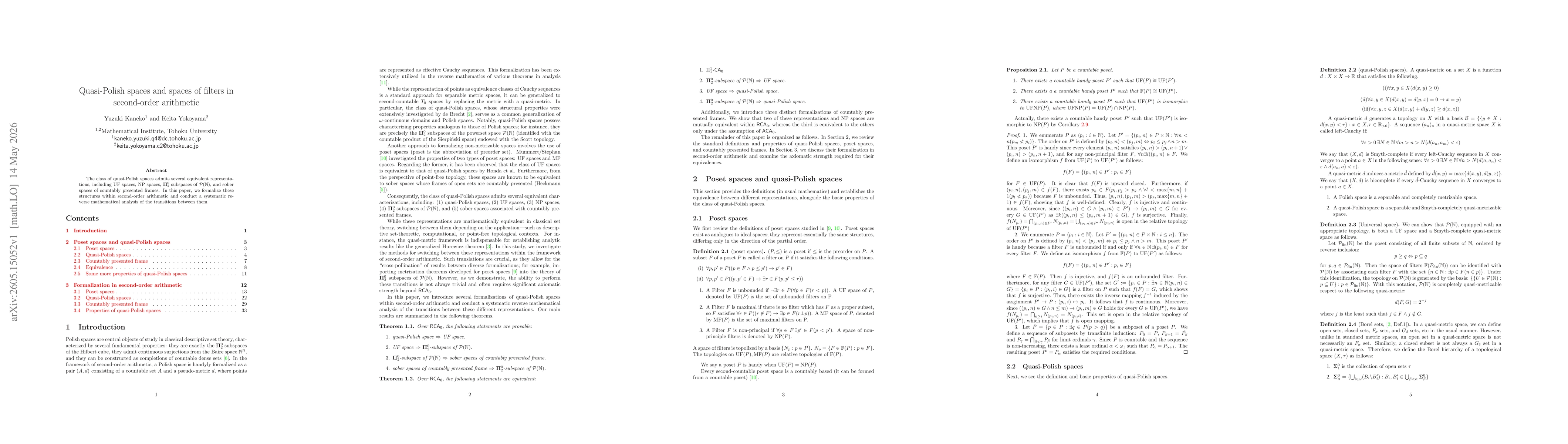 Thumbnail for Quasi-Polish spaces and spaces of filters in second-order arithmetic