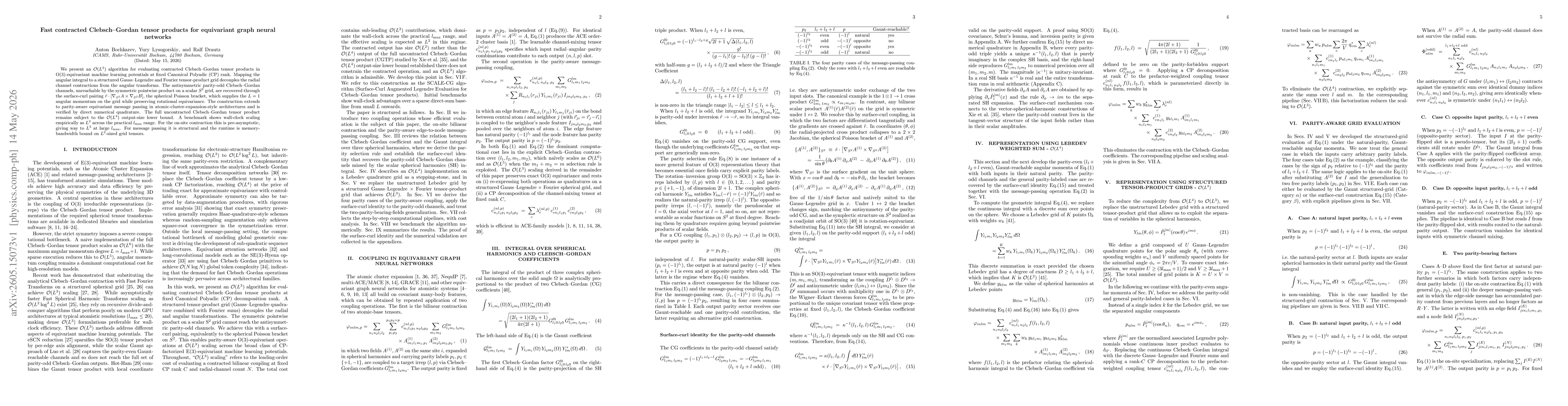 Thumbnail for Fast contracted Clebsch--Gordan tensor products for equivariant graph neural networks