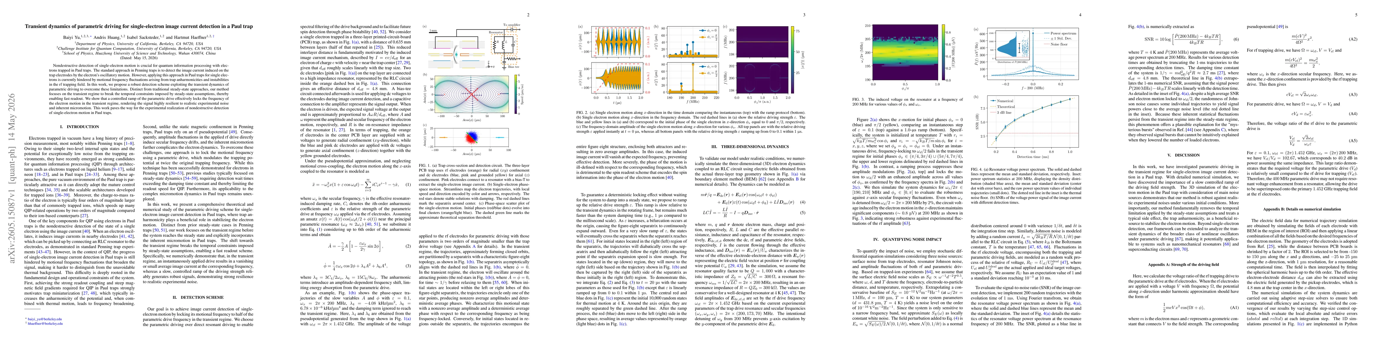 Thumbnail for Transient dynamics of parametric driving for single-electron image current detection in a Paul trap