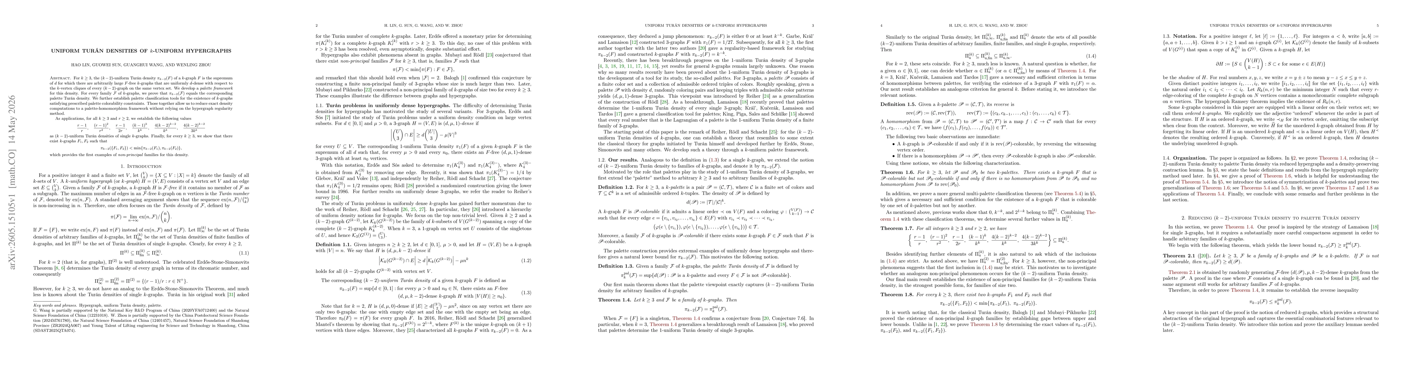 Thumbnail for Uniform Turán densities of $k$-uniform hypergraphs