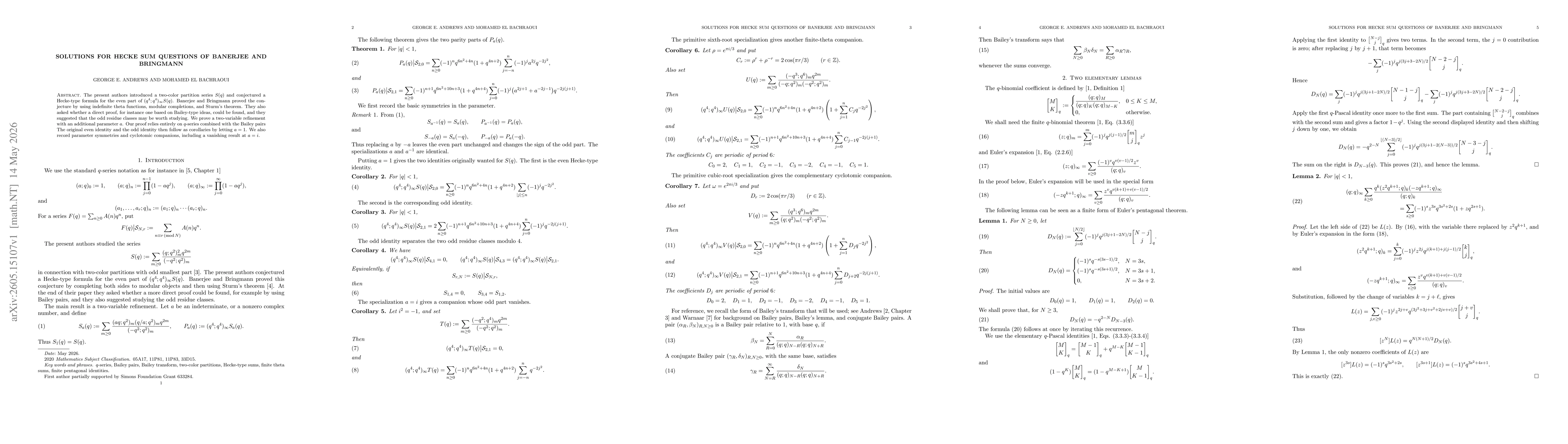 Thumbnail for Solutions for Hecke Sum Questions of Banerjee and Bringmann