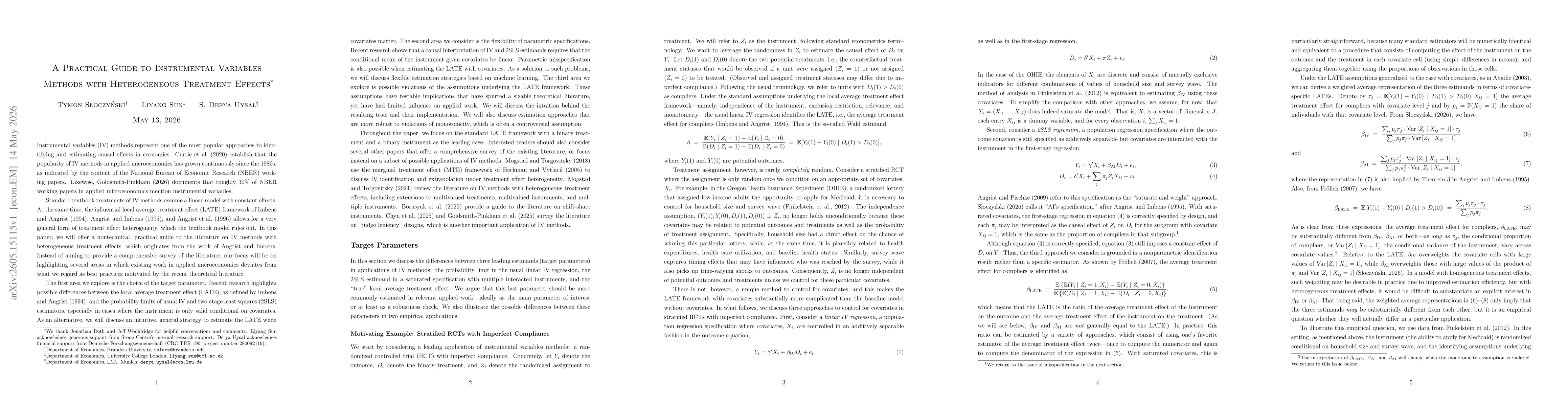 Thumbnail for A Practical Guide to Instrumental Variables Methods with Heterogeneous Treatment Effects