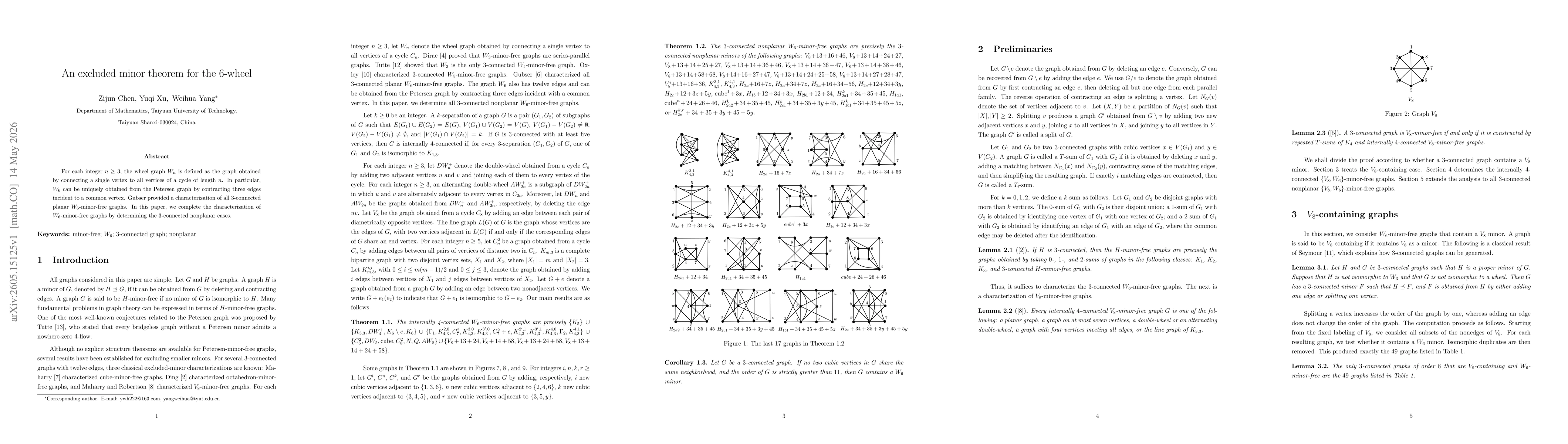 Thumbnail for An excluded minor theorem for the 6-wheel