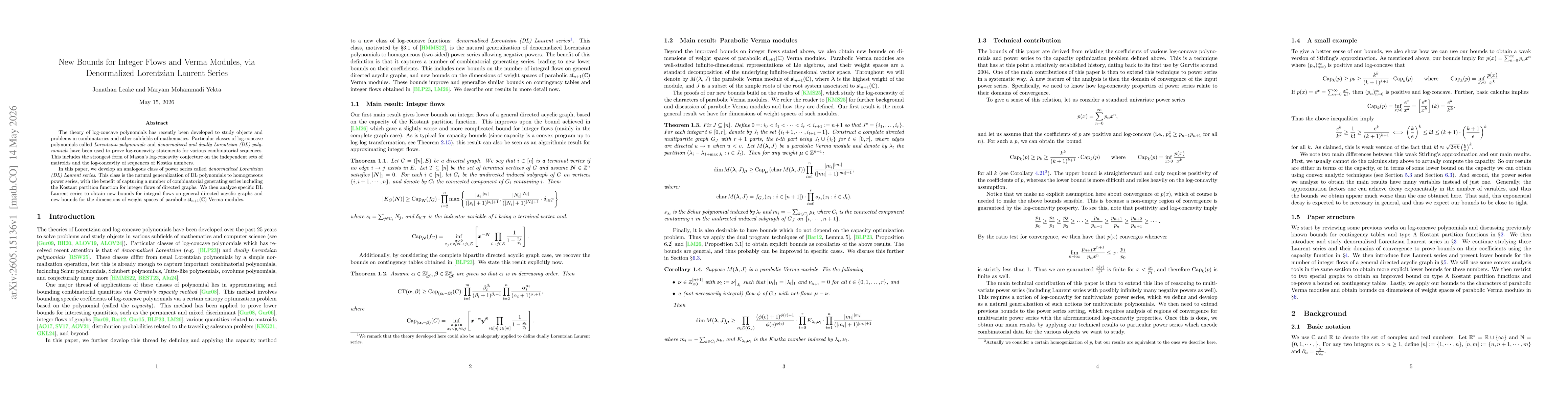 Thumbnail for New Bounds for Integer Flows and Verma Modules, via Denormalized Lorentzian Laurent Series