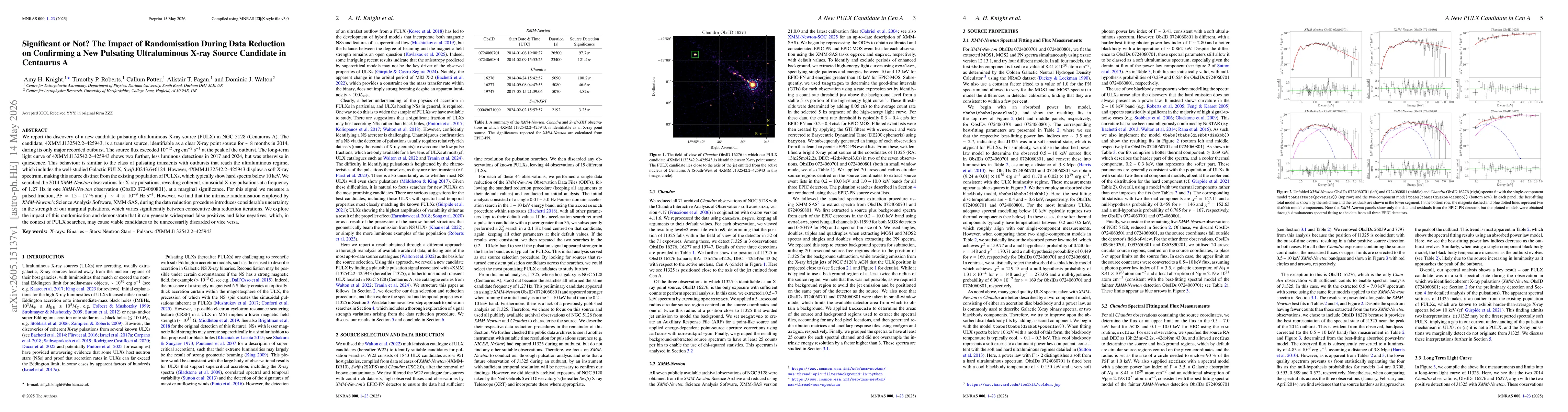 Thumbnail for Significant or Not? The Impact of Randomisation During Data Reduction on Confirming a New Pulsating Ultraluminous X-ray Source Candidate in Centaurus A