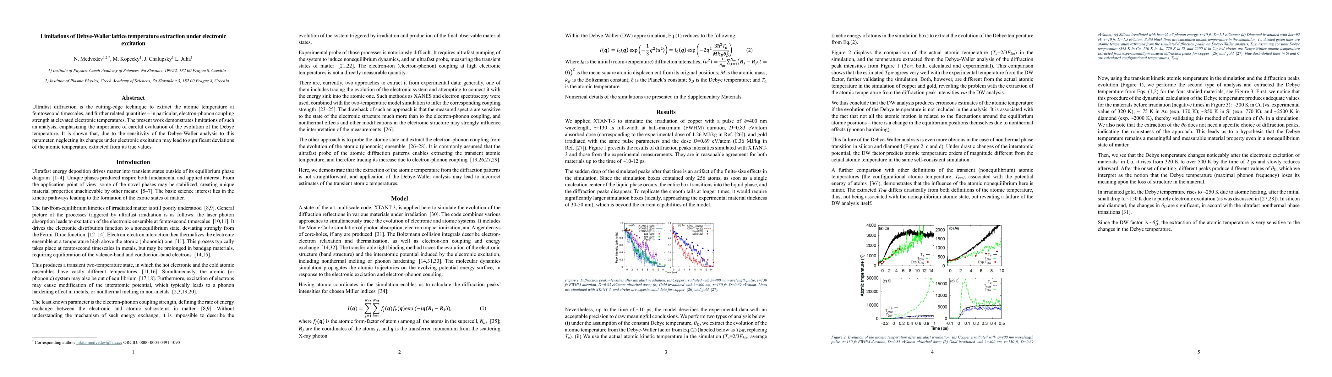 Thumbnail for Limitations of Debye-Waller lattice temperature extraction under electronic excitation