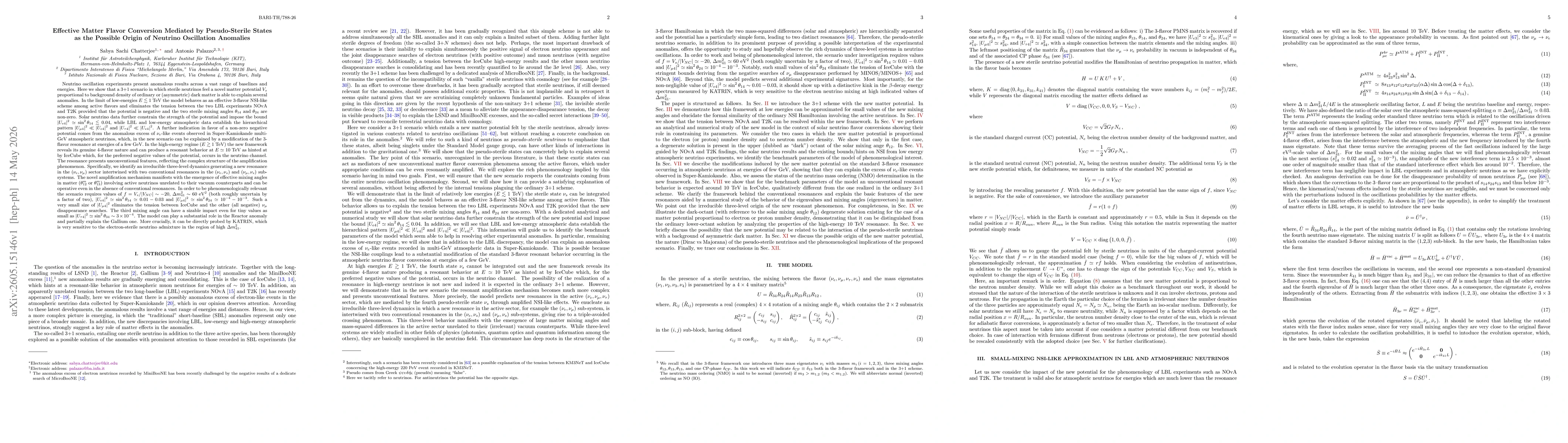 Thumbnail for Effective Matter Flavor Conversion Mediated by Pseudo-Sterile States as the Possible Origin of Neutrino Oscillation Anomalies