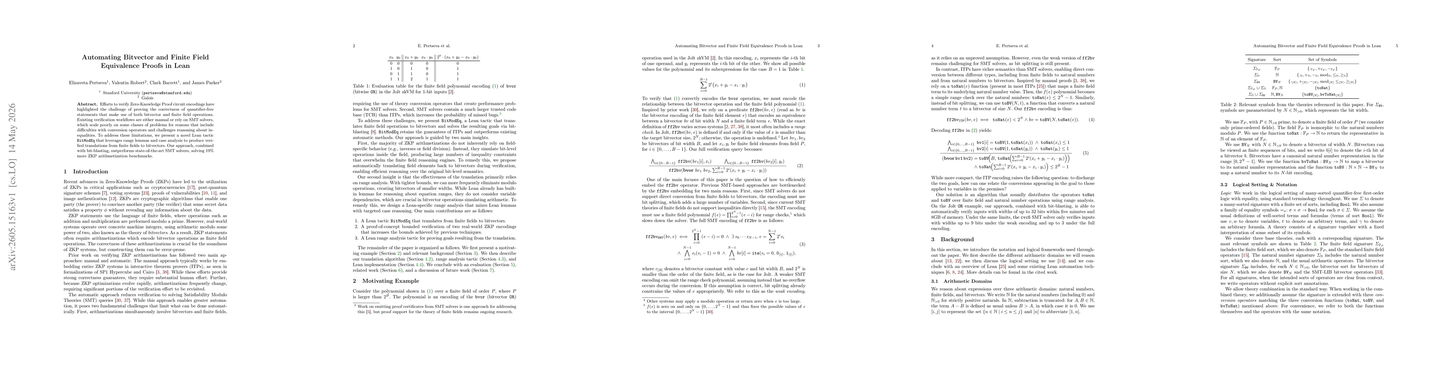 Thumbnail for Automating Bitvector and Finite Field Equivalence Proofs in Lean