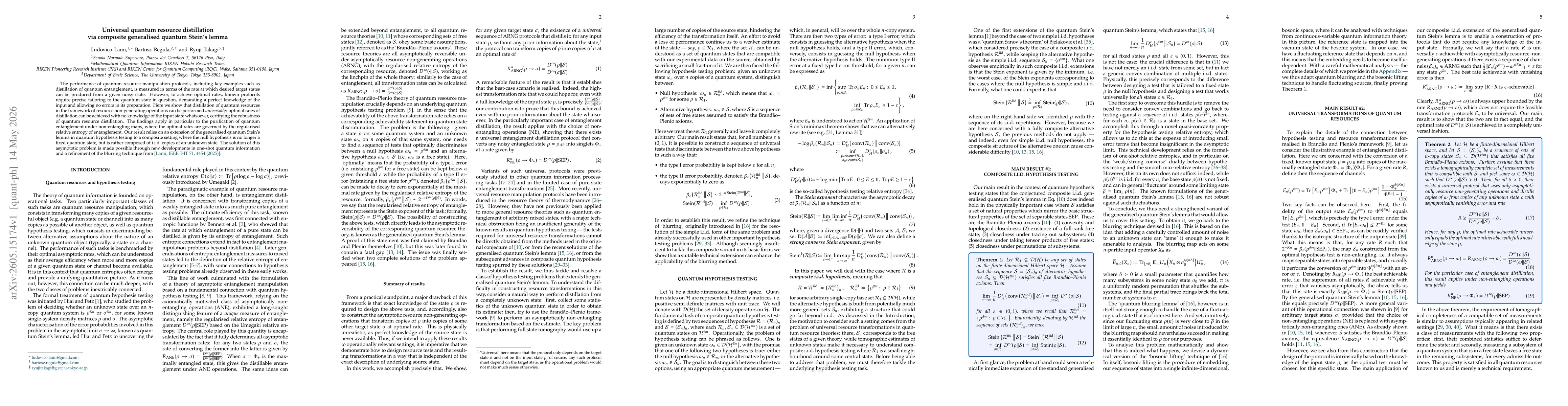 Thumbnail for Universal quantum resource distillation via composite generalised quantum Stein's lemma