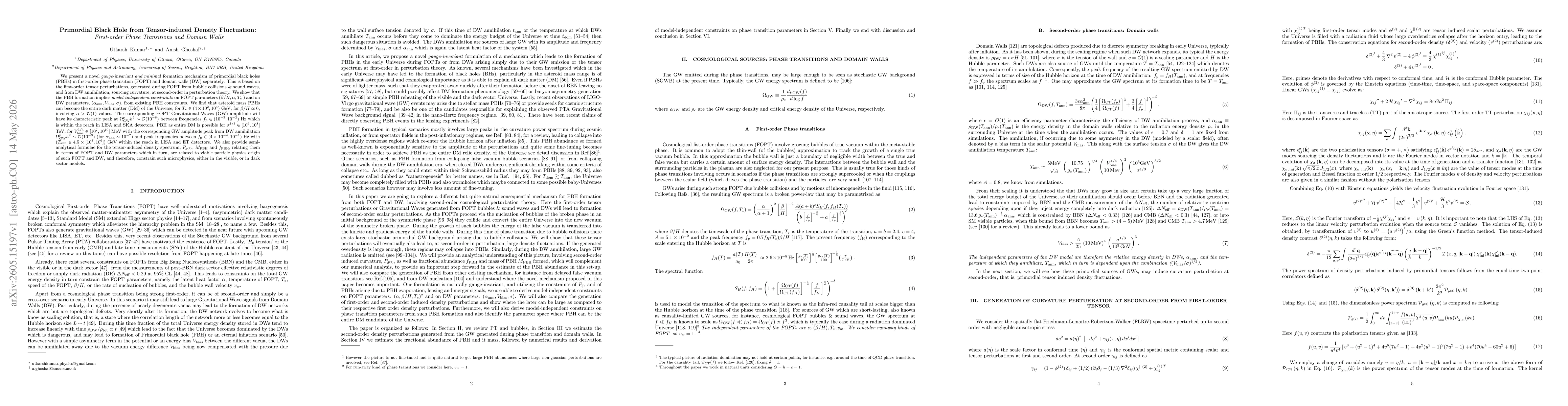 Thumbnail for Primordial Black Hole from Tensor-induced Density Fluctuation: First-order Phase Transitions and Domain Walls