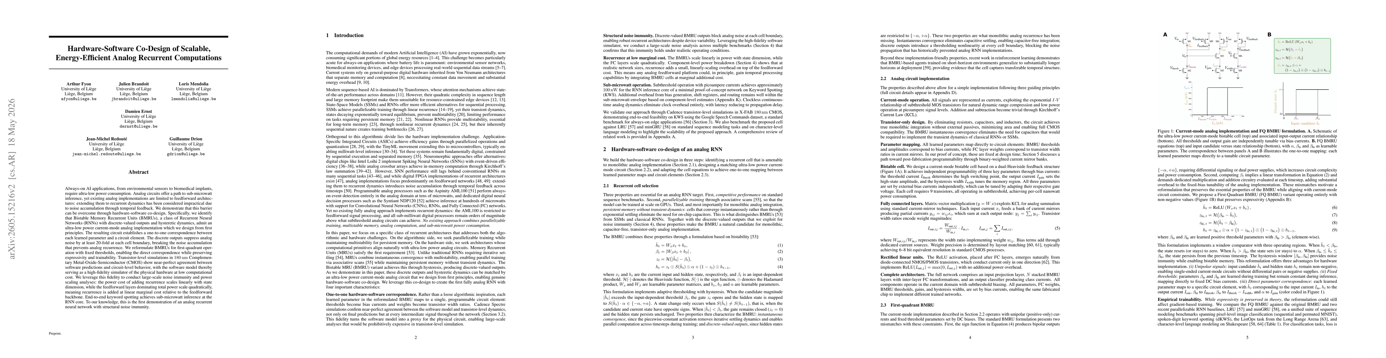 Thumbnail for Hardware-Software Co-Design of Scalable, Energy-Efficient Analog Recurrent Computations