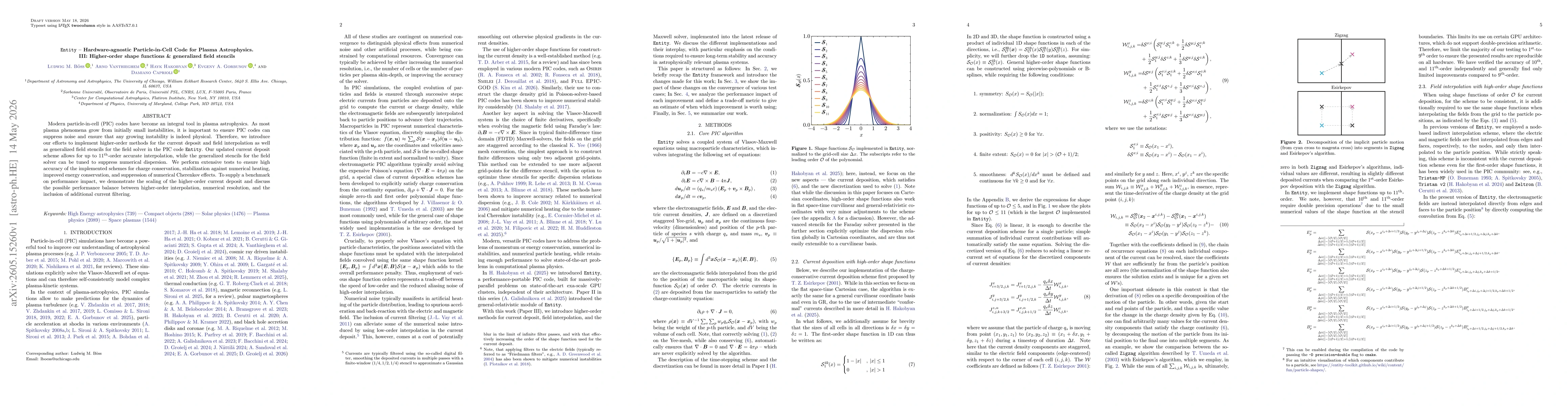 Thumbnail for Entity -- Hardware-agnostic Particle-in-Cell Code for Plasma Astrophysics. III: Higher-order shape functions & generalized field stencils