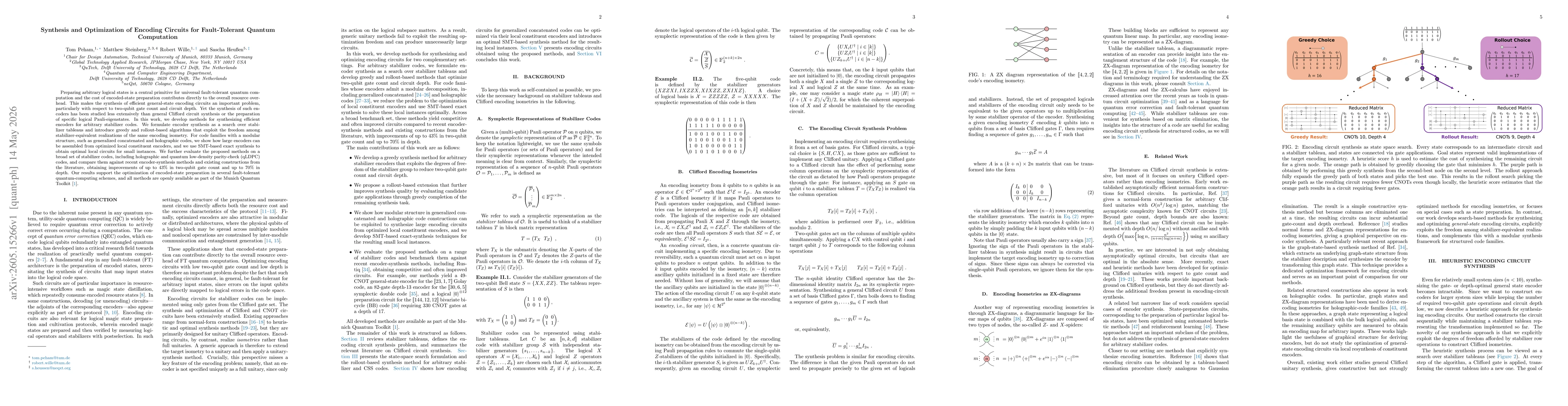 Thumbnail for Synthesis and Optimization of Encoding Circuits for Fault-Tolerant Quantum Computation