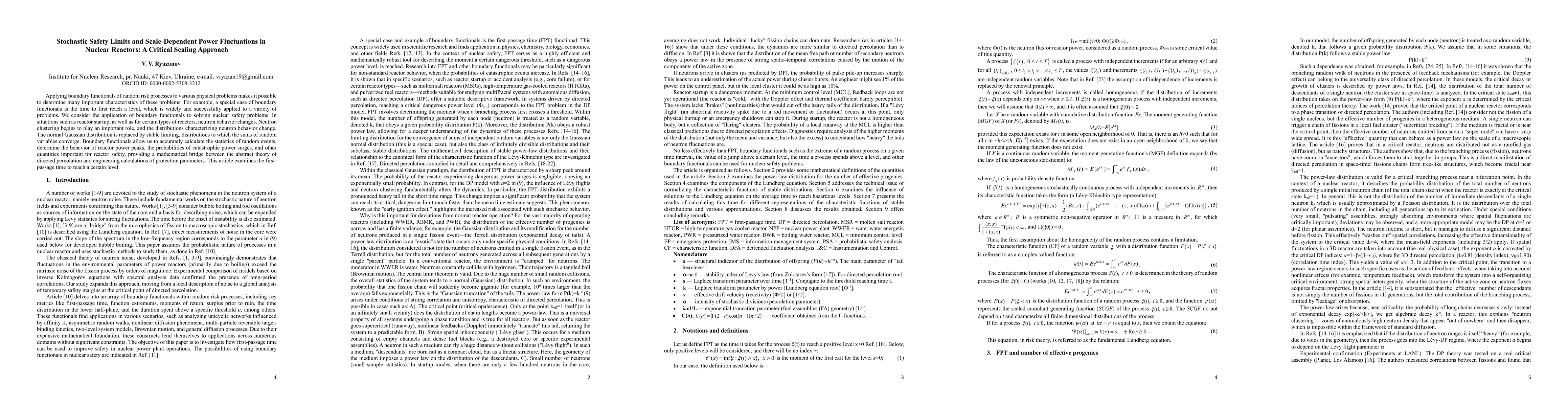 Thumbnail for Stochastic Safety Limits and Scale-Dependent Power Fluctuations in Nuclear Reactors: A Critical Scaling Approach