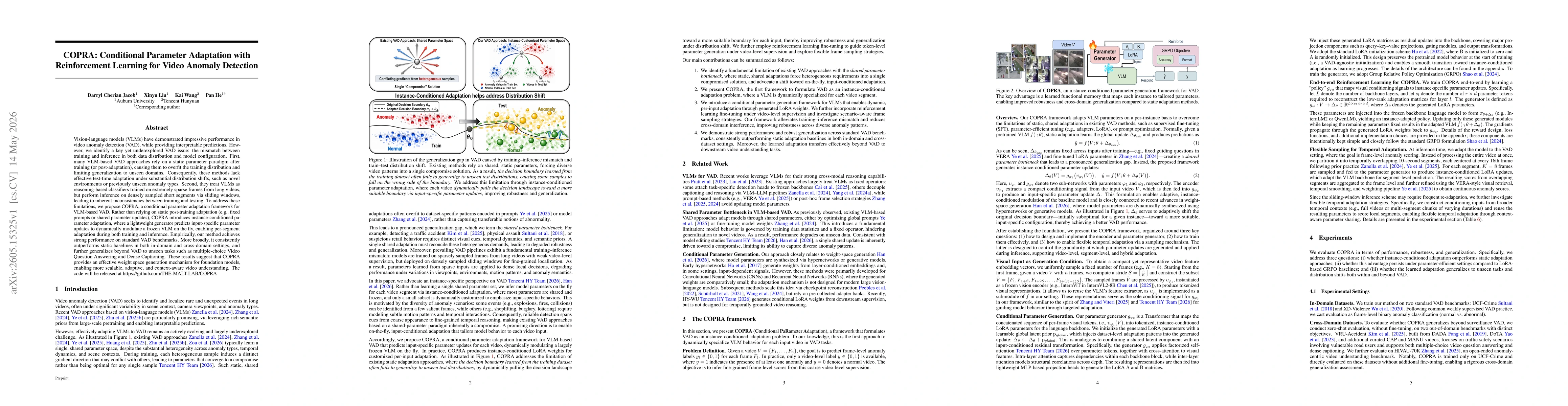 Thumbnail for COPRA: Conditional Parameter Adaptation with Reinforcement Learning for Video Anomaly Detection