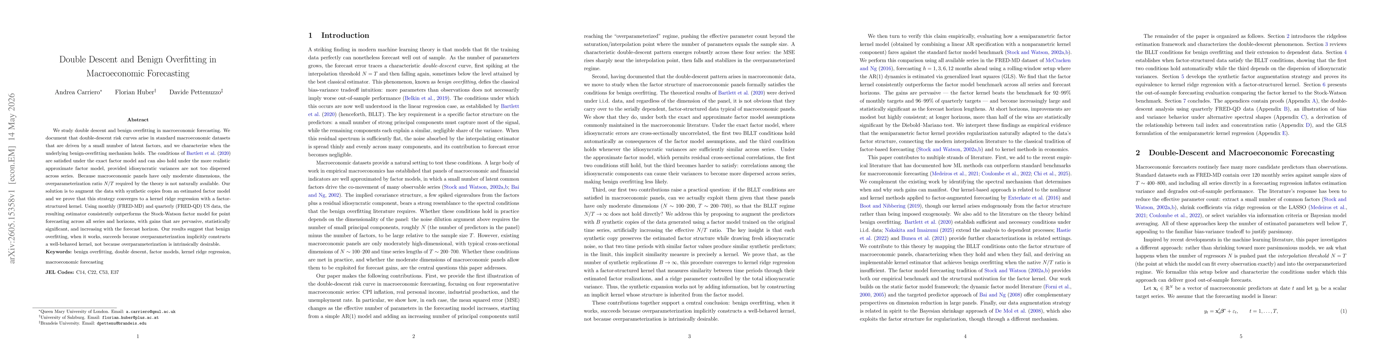 Thumbnail for Double Descent and Benign Overfitting in Macroeconomic Forecasting
