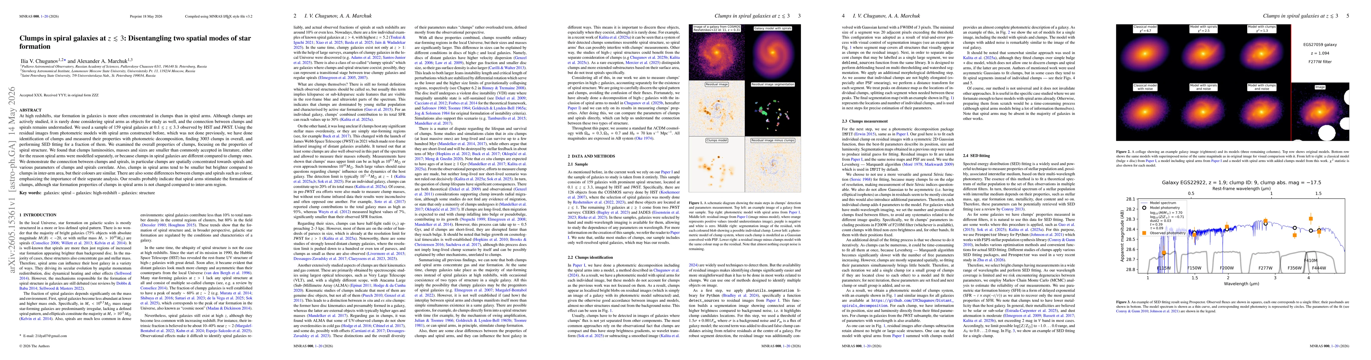 Thumbnail for Clumps in spiral galaxies at $z \lesssim 3$: Disentangling two spatial modes of star formation