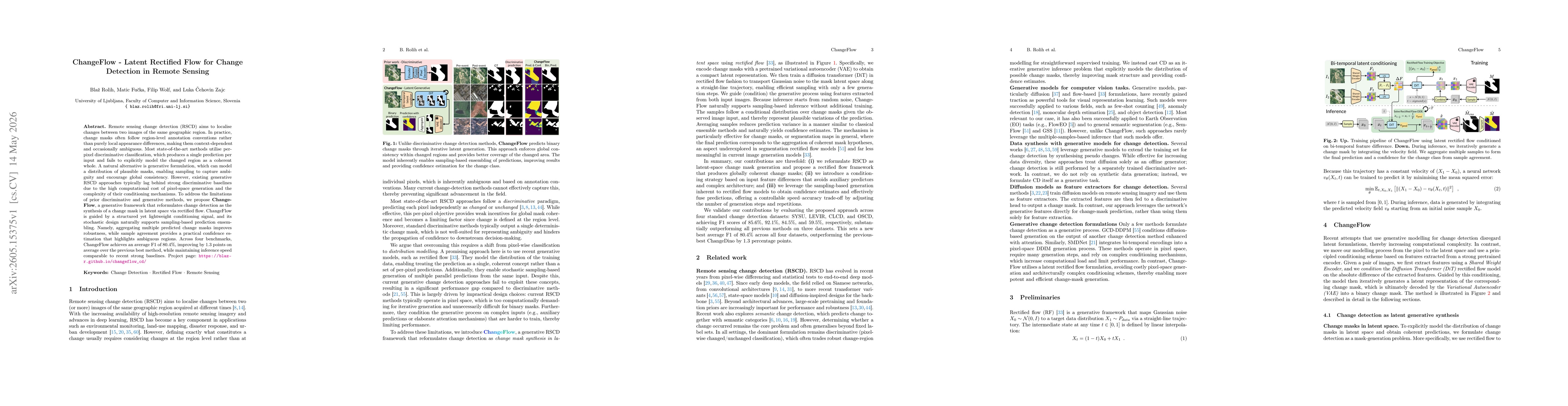Thumbnail for ChangeFlow -- Latent Rectified Flow for Change Detection in Remote Sensing