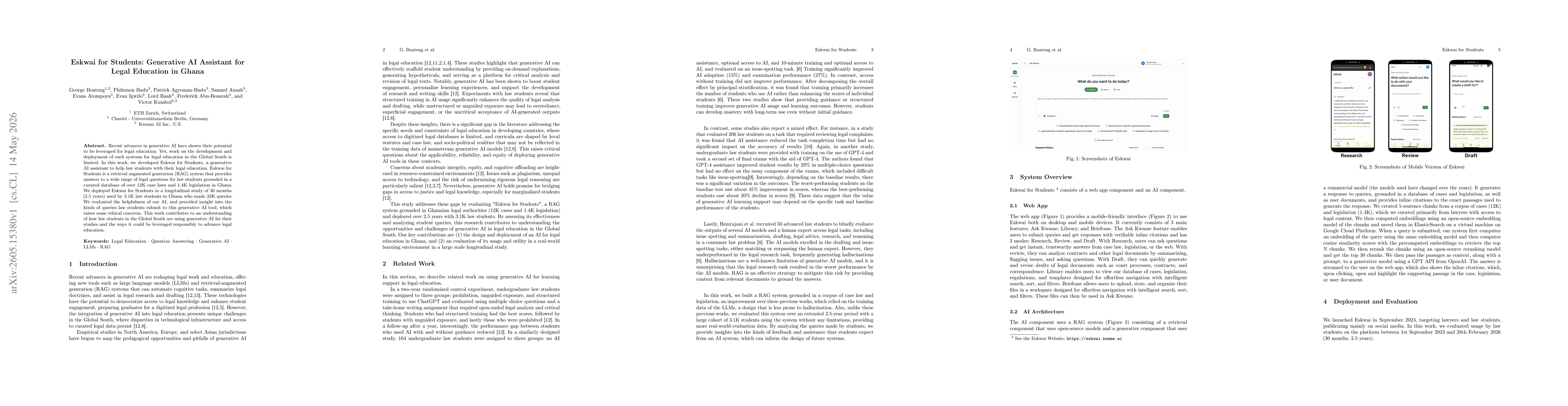 Thumbnail for Eskwai for Students: Generative AI Assistant for Legal Education in Ghana