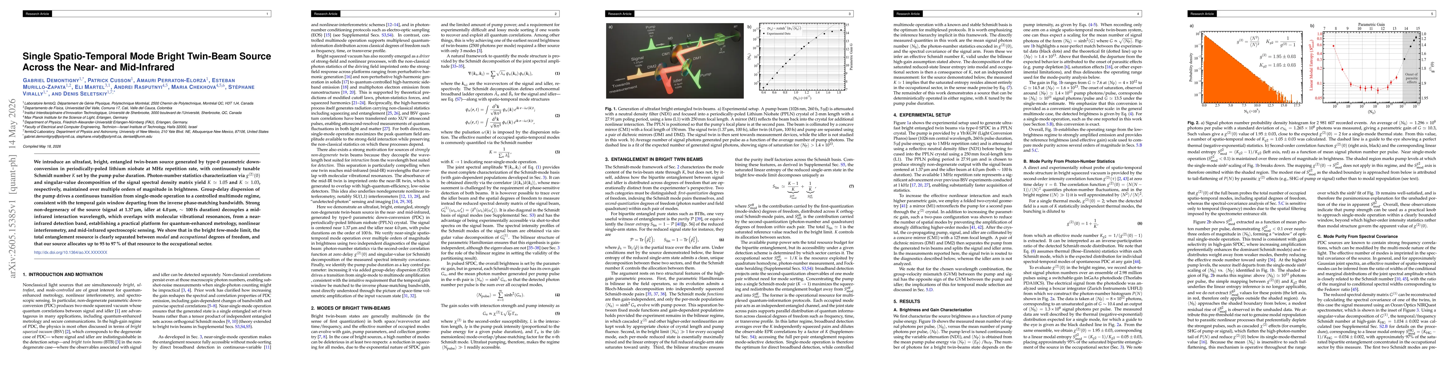 Thumbnail for Single Spatio-Temporal Mode Bright Twin-Beam Source Across the Near- and Mid-Infrared