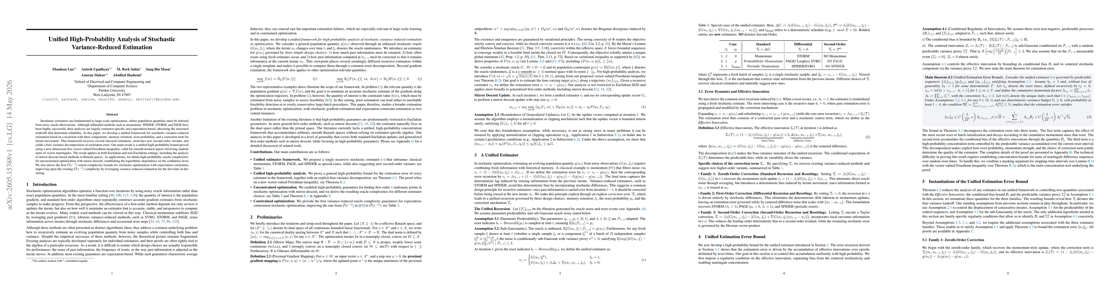 Thumbnail for Unified High-Probability Analysis of Stochastic Variance-Reduced Estimation