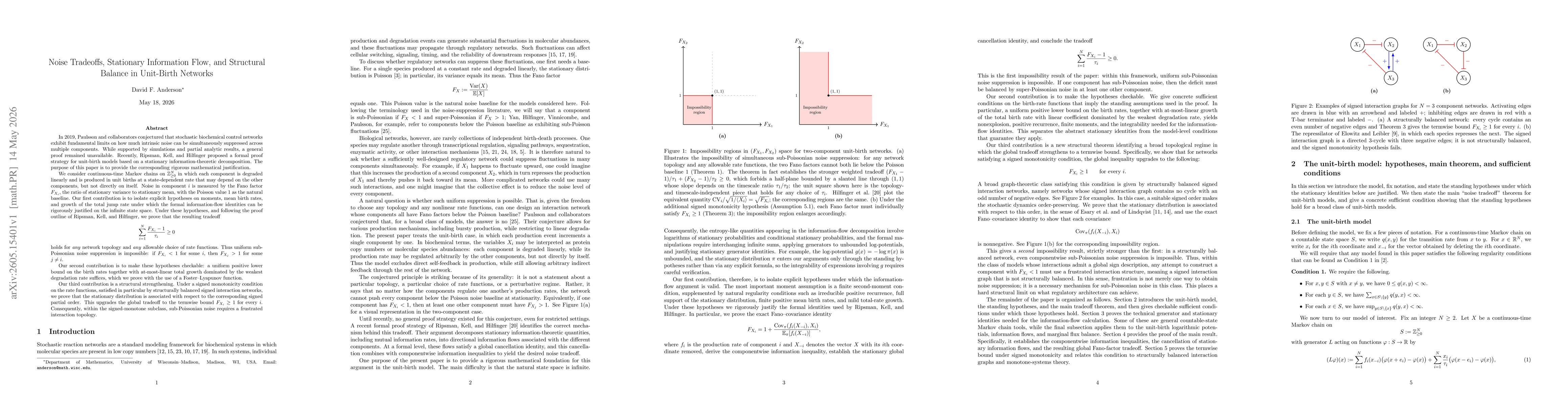 Thumbnail for Noise Tradeoffs, Stationary Information Flow, and Structural Balance in Unit-Birth Networks