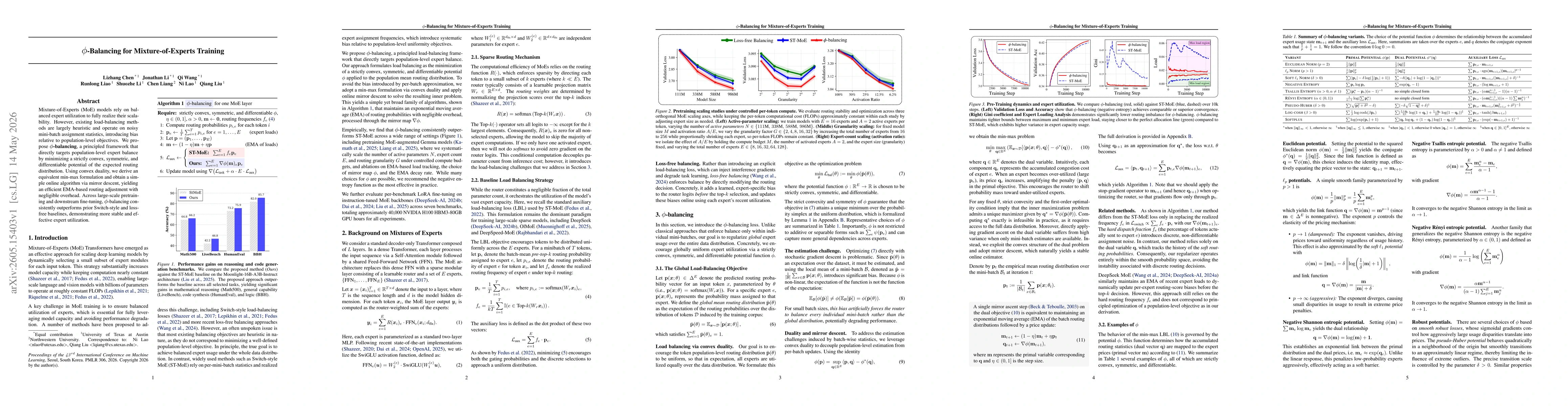 Thumbnail for $φ$-Balancing for Mixture-of-Experts Training