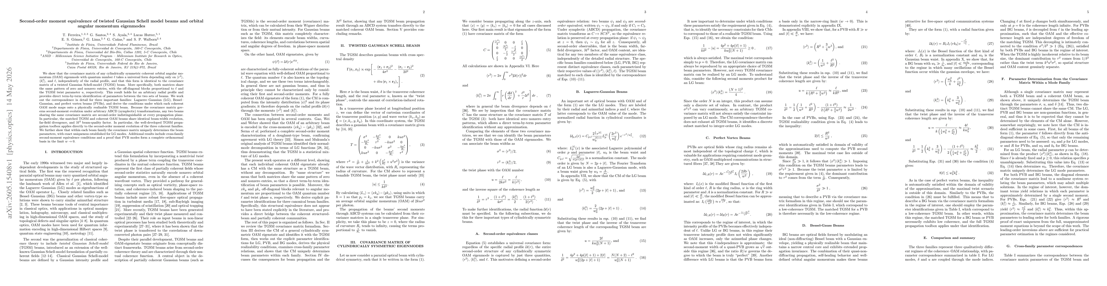 Thumbnail for Second-order moment equivalence of twisted Gaussian Schell model beams and orbital angular momentum eigenmodes