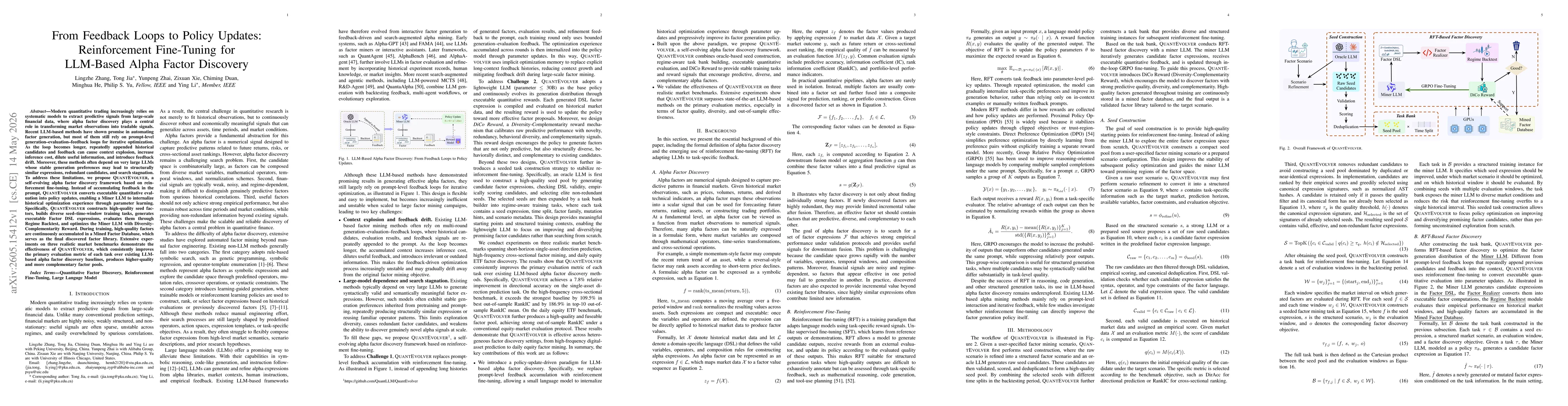 Thumbnail for From Feedback Loops to Policy Updates: Reinforcement Fine-Tuning for LLM-Based Alpha Factor Discovery