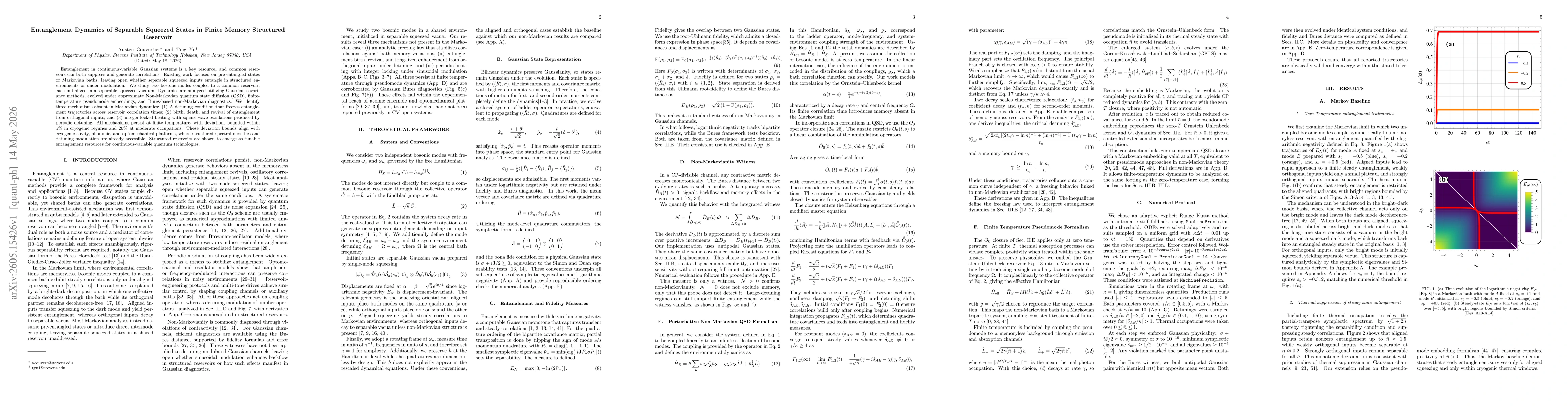 Thumbnail for Entanglement Dynamics of Separable Squeezed States in Finite Memory Structured Reservoir