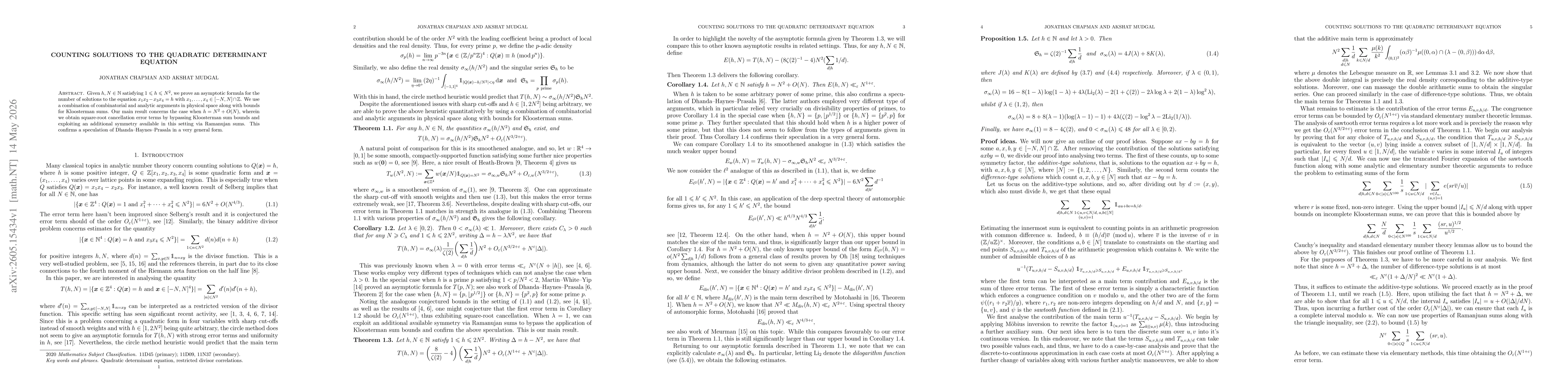 Thumbnail for Counting solutions to the quadratic determinant equation