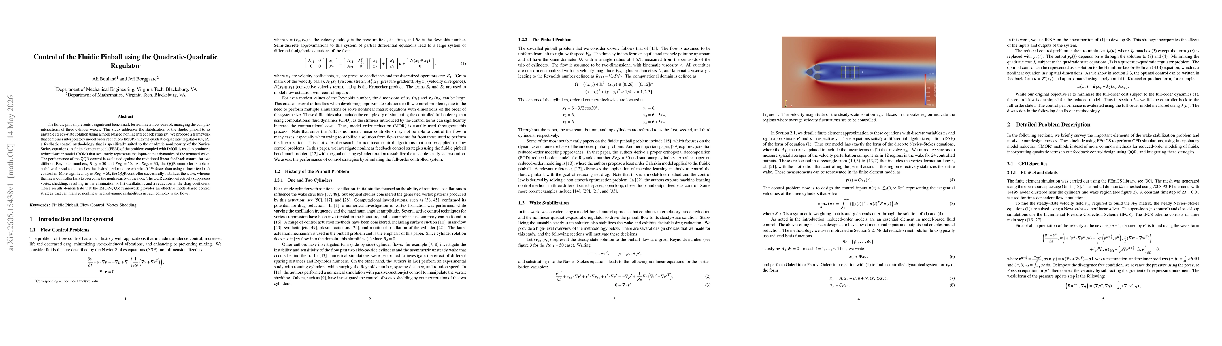 Thumbnail for Control of the Fluidic Pinball using the Quadratic-Quadratic Regulator