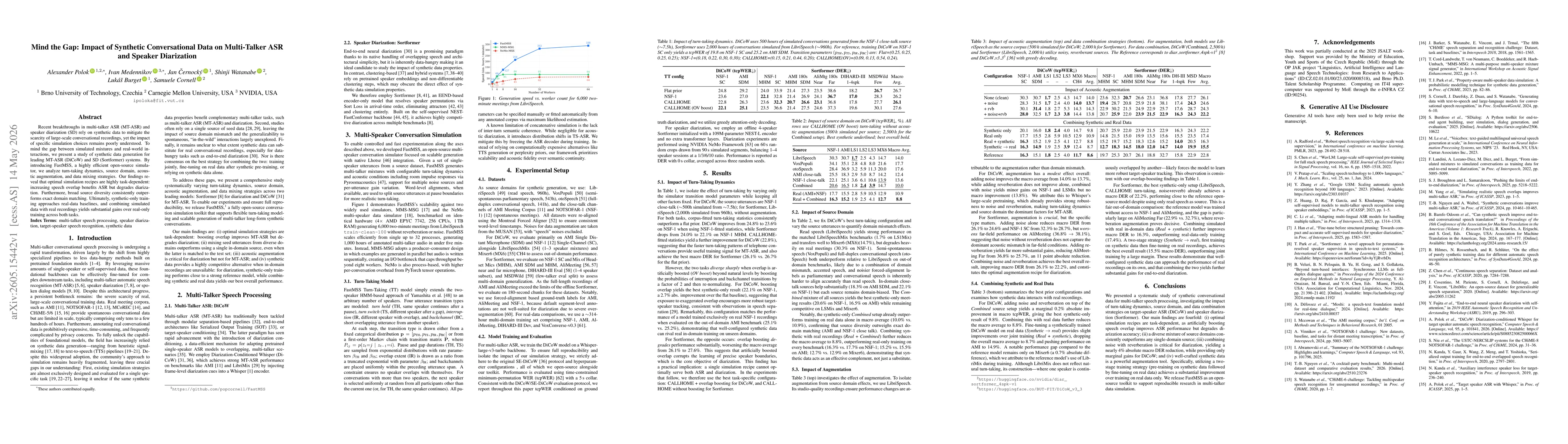Thumbnail for Mind the Gap: Impact of Synthetic Conversational Data on Multi-Talker ASR and Speaker Diarization