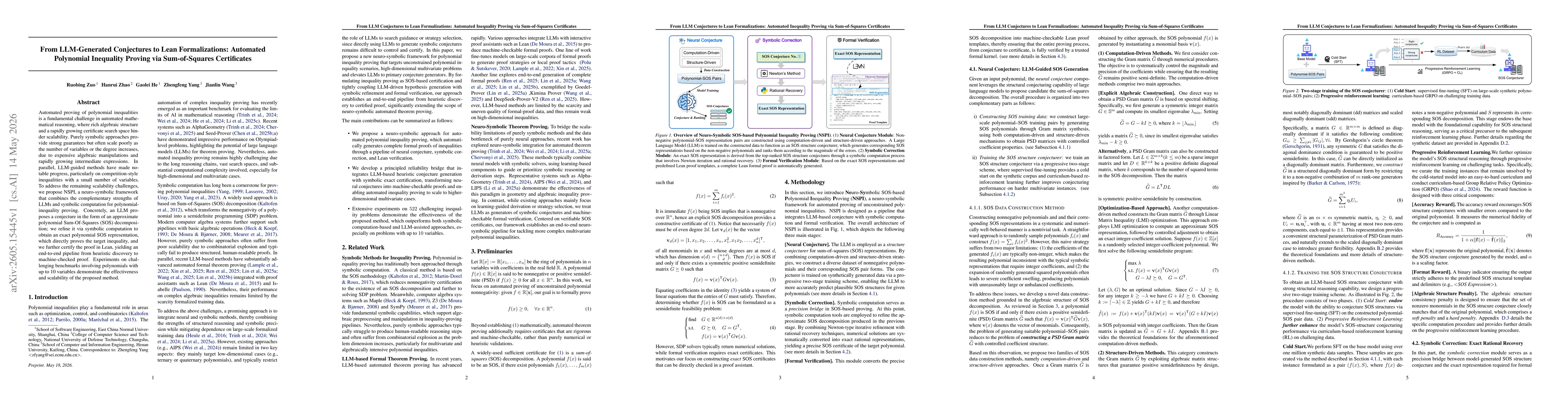 Thumbnail for From LLM-Generated Conjectures to Lean Formalizations: Automated Polynomial Inequality Proving via Sum-of-Squares Certificates