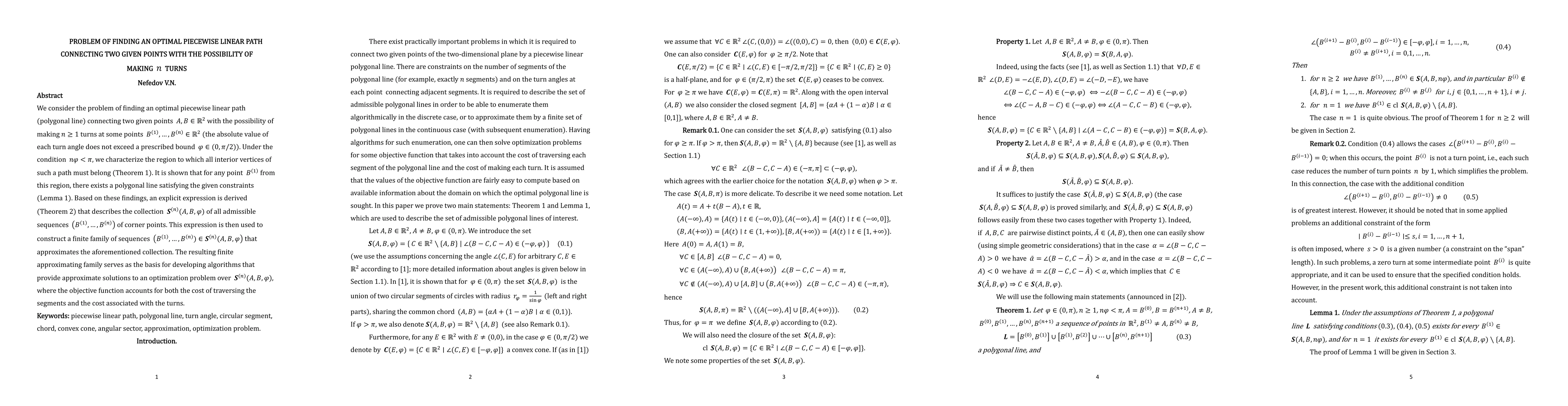 Thumbnail for Problem of Finding an Optimal Piecewise Linear Path Connecting Two Given Points with the Possibility of Making n Turns