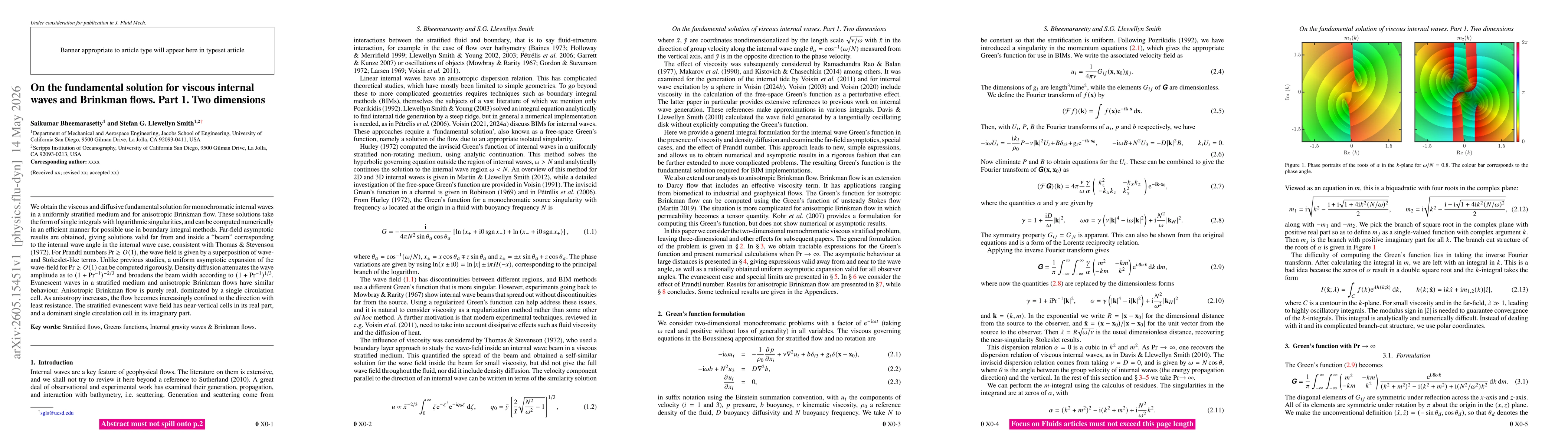 Thumbnail for On the fundamental solution for viscous internal waves and Brinkman flows. Part 1. Two dimensions